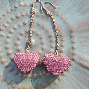 Pink Heart Drop Earrings